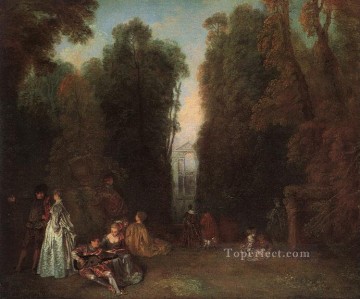 アントワーヌ・ワトー Painting - ピエール・クロザの公園の木々を通して見るジャン・アントワーヌ・ワトー